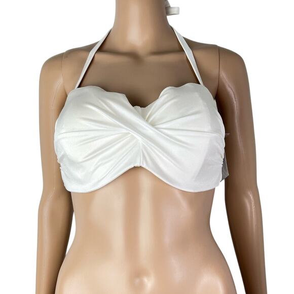 Victorias Secret White Twist Front Knockout Strapless Bandeau Bikini Top - Picture 1 of 8